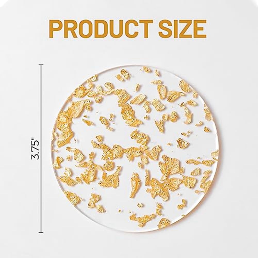 🆕 Clear Golden Speckle Round Coaster for Mugs or Cups Acrylic Circle 1pc